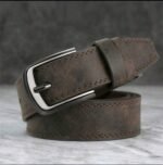Vintage  synthetic Leather Belt – Classic Metal Buckle