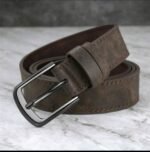 Vintage  synthetic Leather Belt – Classic Metal Buckle - Image 2