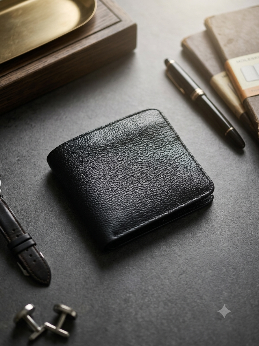 1784976059362 Premium Genuine Leather Bifold Wallet for Men – Slim Minimalist Wallet | Classic Black - Image 1