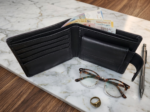 Premium Genuine Leather RFID Bifold Wallet – Classic Black | Slim, Secure & Timeless - Image 3