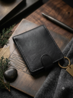 Premium Genuine Leather RFID Bifold Wallet – Classic Black | Slim, Secure & Timeless