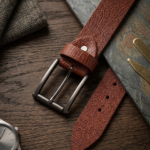 Classic Brown Genuine Leather Belt for Men – Premium Textured Casual & Formal Belt with Gunmetal Buckle