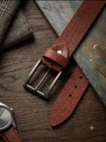 Classic Brown Genuine Leather Belt for Men – Premium Textured Casual & Formal Belt with Gunmetal Buckle