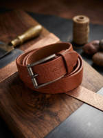 Classic Brown Genuine Leather Belt for Men – Premium Textured Casual & Formal Belt with Gunmetal Buckle - Image 3