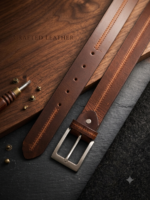 Premium Handcrafted Genuine Leather Belt – Classic Brown Dress & Casual Belt for Men - Image 2