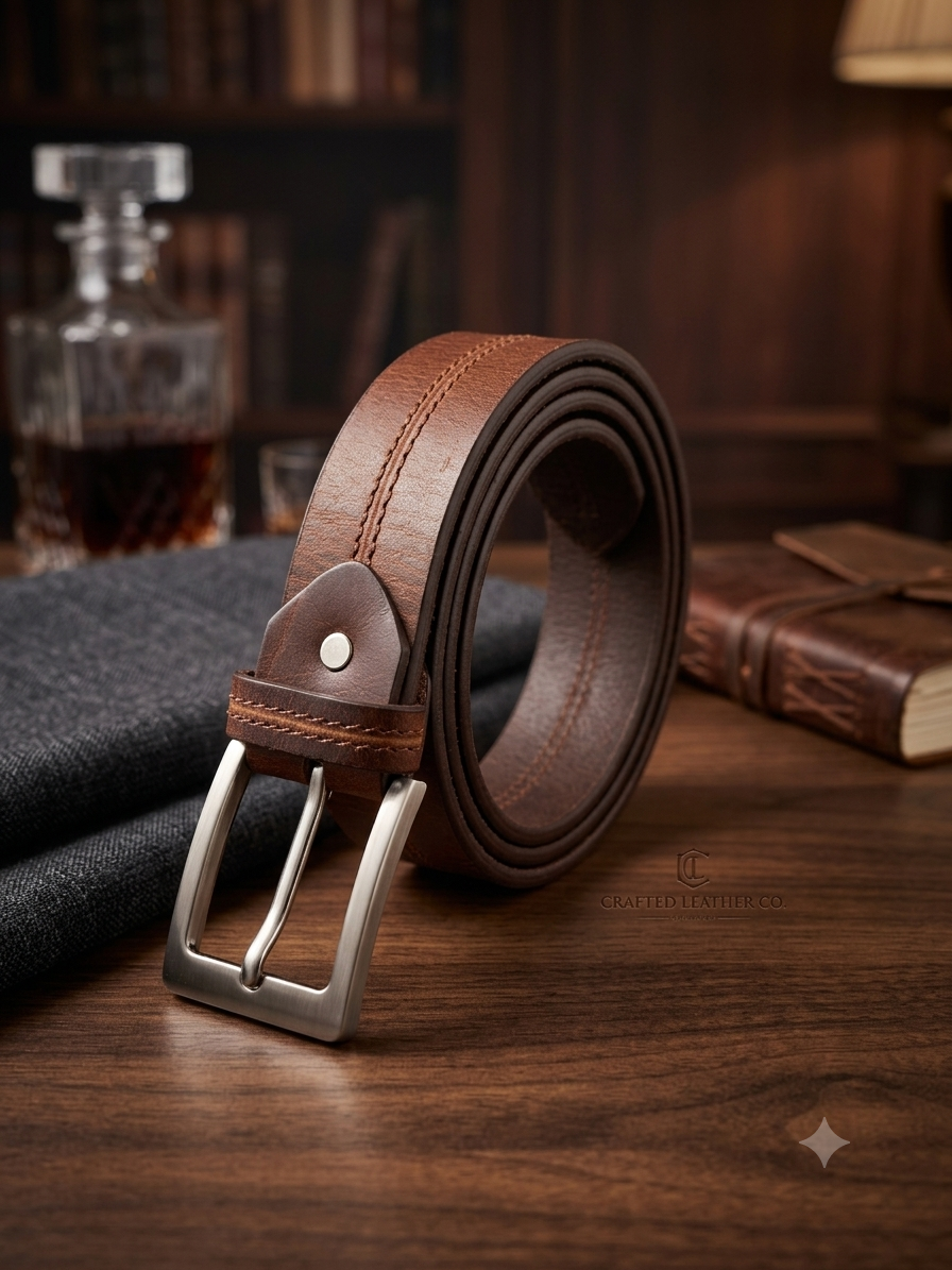 1785497305068 Premium Handcrafted Genuine Leather Belt – Classic Brown Dress & Casual Belt for Men - Image 1