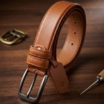 Classic Tan Genuine Leather Belt for Men – Premium Handmade Dress & Casual Belt with Metal Buckle