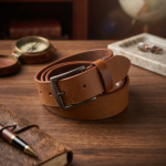 Classic Vintage Brown Genuine Leather Belt for Men | Premium Casual & Formal Belt with Metal Buckle
