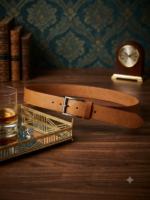 Classic Genuine Leather Casual Belt for Men – Premium Brown Full Grain Leather with Matte Metal Buckle - Image 3