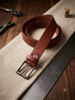 Classic Genuine Leather Casual Belt for Men – Premium Brown Full Grain Leather with Matte Metal Buckle - Image 2