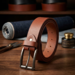 Classic Genuine Leather Casual Belt for Men – Premium Brown Full Grain Leather with Matte Metal Buckle