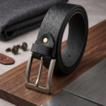 Classic Black Genuine Leather Men's Casual & Formal Belt – Premium Matte Metal Buckle