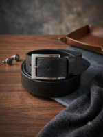 Classic Black Genuine Leather Men's Casual & Formal Belt – Premium Matte Metal Buckle - Image 3