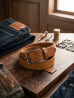 Vintage Distressed Full-Grain Leather Belt for Men – Premium Genuine Leather Casual & Formal Belt with Matte Metal Buckle (Brown) - Image 3