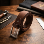 Premium Genuine Leather Casual Belt for Men – Classic Brown Dress Belt with Brushed Metal Buckle
