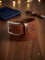 Premium Genuine Leather Casual Belt for Men – Classic Brown Dress Belt with Brushed Metal Buckle - Image 3