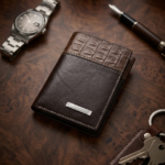 Premium pu Leather Men’s Wallet – Elegant Crocodile Pattern Bi-Fold Wallet