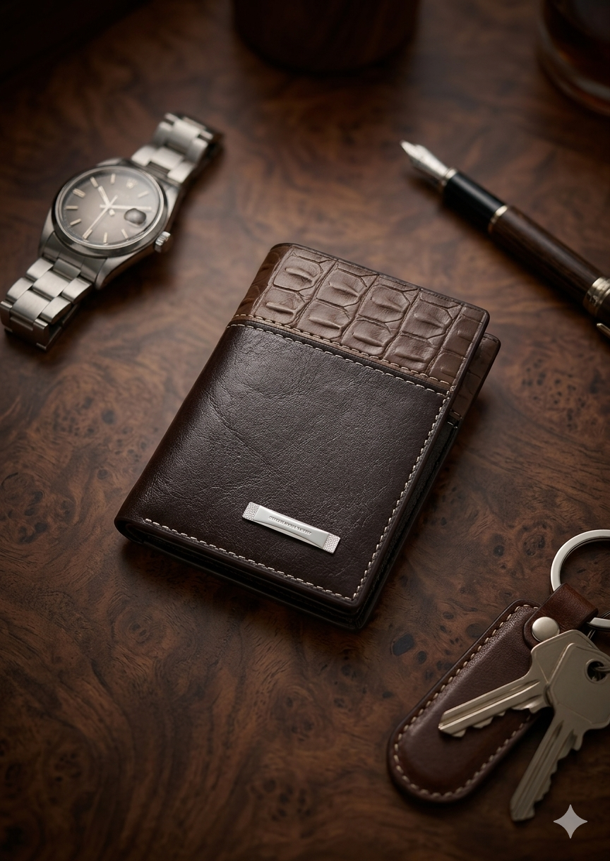1781503815863 Premium pu Leather Men’s Wallet – Elegant Crocodile Pattern Bi-Fold Wallet - Image 1